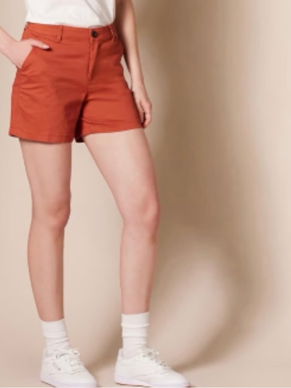Amazon Essentials Rust Chino Shorts Cotton Twill Women's Size 8 Mid Rise